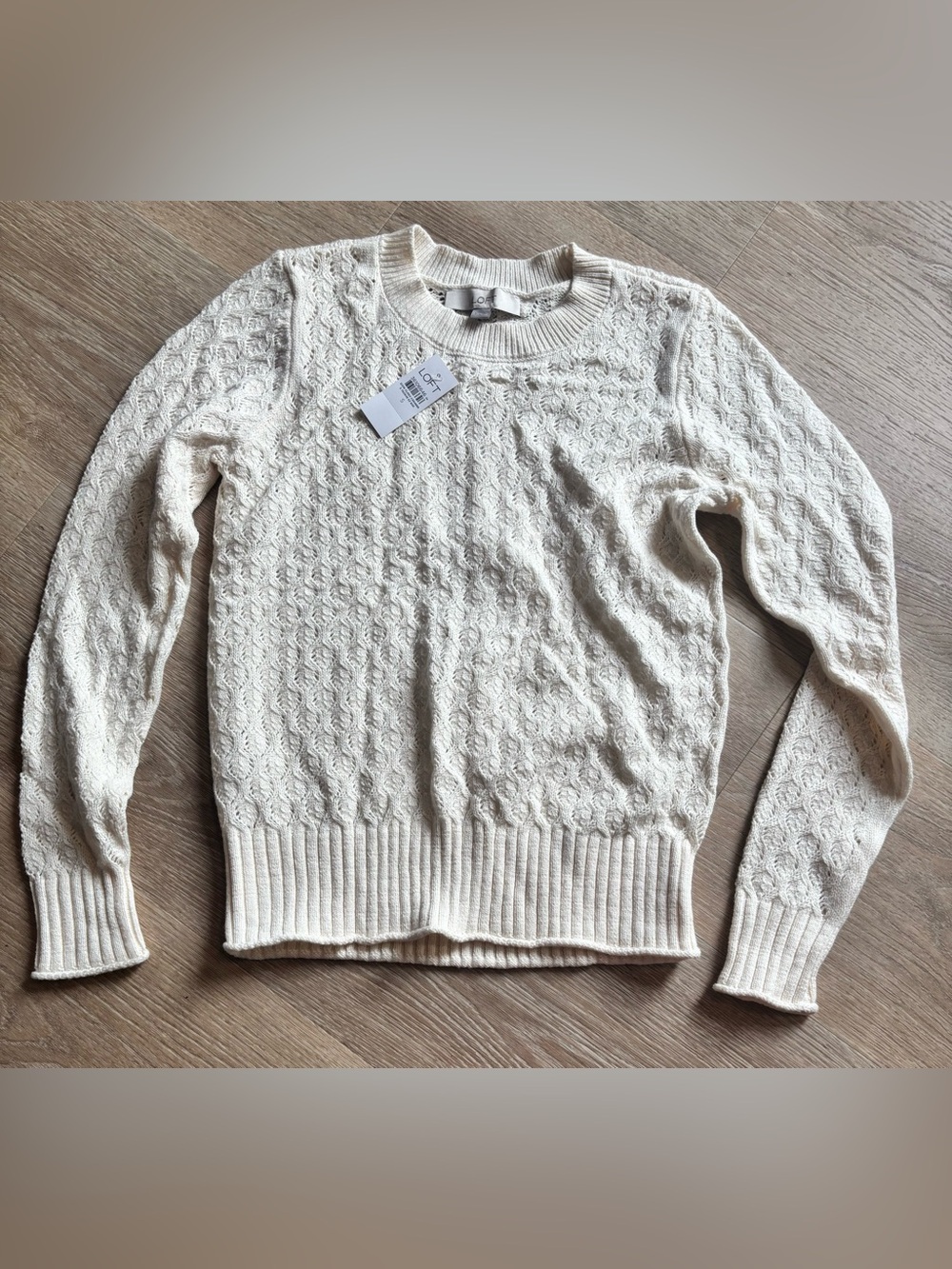 Women Knit Crewneck Sweater - Cream